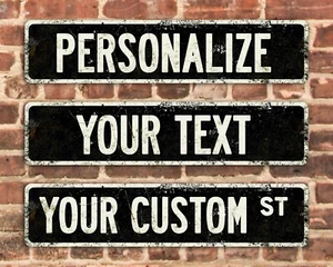 Custom Vintage-Style Black Metal Street Sign - Single Sided 4" x 18" - Picture 1 of 24