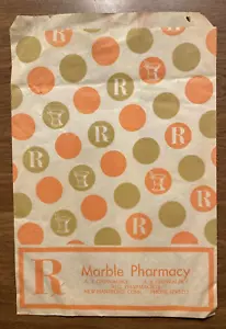 Bolsa de papel de farmacia de mármol de colección de los años 1969-70 nueva publicidad Hartford Connecticut CT - Imagen 1 de 18