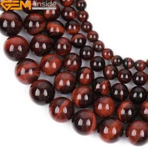 Natural Stone Red Tiger's Eye Gemstone Beads For Jewelry Making 15" Wholesale - Picture 1 of 39