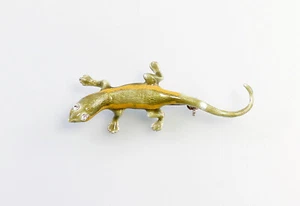 9901278-d Jugendstil Brosche 925er Silber Emaille Eidechse Gecko 1,5x2cm - Picture 1 of 2