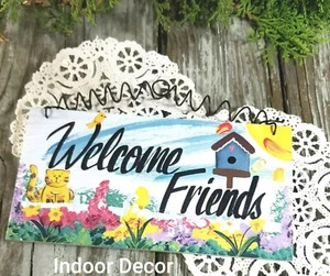 Welcome Friends * Wood Sign * USA * Decorative Greetings * Indoor Decor *  - Picture 1 of 5