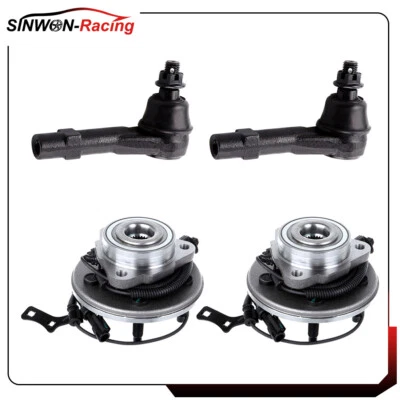 2 rodamientos de cubo de rueda delantera + 2 extremos de varilla de amarre para 06-10 Mercury Mountaineer M/ ABS Foto 1 de 4