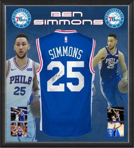 BEN SIMMONS HAND SIGNED PHILADELPHIA 76ERS JERSEY NBA BASKETBALL FRAMED  COA - Picture 1 of 1