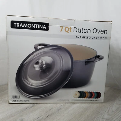 Tramontina 7 Quart Enameled Cast Iron Round Dutch Oven (Gray) - Image 1 of 4