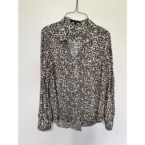 Blusa Terciopelo Corazón Blanco Negro Rosa Estampado Leopardo Bolsillo Mujer L - Imagen 1 de 5