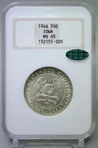 1946 Iowa Comm. Half Dollar 50C NGC MS65 Green CAC Old Fatty Holder #5005 - Picture 1 of 4