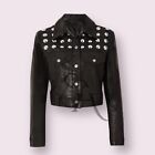 Black Genuine Handmade Lambskin Leather Casual Shirt Button up Style Women Shirt