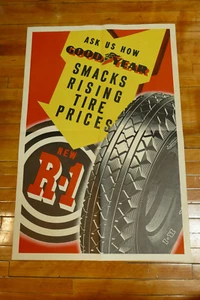 RARE Vintage 1950s Goodyear Tires R-1 Large Paper Advertising Poster Sign 42” - Picture 1 of 10