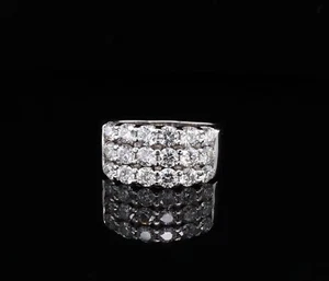 Vintage 1.80cttw Triple Row Diamond Set 18k White Gold Ring O1/2 Val. $9835 - Picture 1 of 5