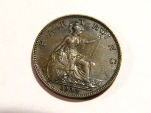 Great Britain 1933 1 Farthing Bronze Coin - Picture 1 of 5