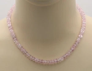 Collana di pietre preziose Morganite - rosa berillo sfaccettato 45,5 cm - Foto 1 di 2