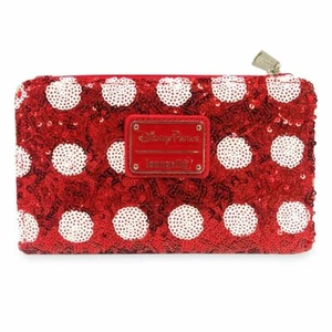 Minnie Mouse Bow Sequin Wallet by Loungefly Red with White Polka Dots 2021 - Picture 1 of 2
