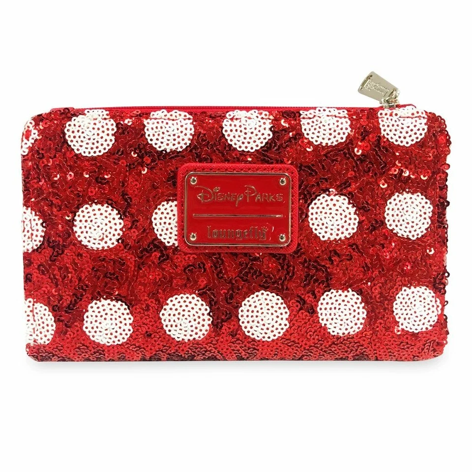Minnie Mouse Bow Sequin Wallet by Loungefly Red with White Polka Dots 2021