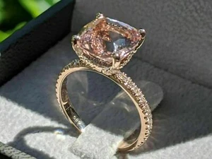 2.50Ct Created Morganite 14K Rose Gold Plated Solitaire Diamond Engagement Ring - Picture 1 of 4