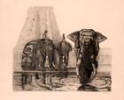 Madura Temple Elephants  [woodcut] : Paul Jouve :  Archival Quality Art Print