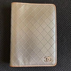 Authentic CHANEL Bicolore Coco Mark Notebook Cover 6-Ring Leather Beige - Picture 1 of 4