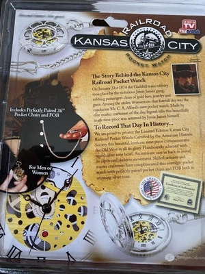 Канзас-Сити - железной дороги карманные часы - новый, запечатанный с C.O.A. - Изображение 1 из 4