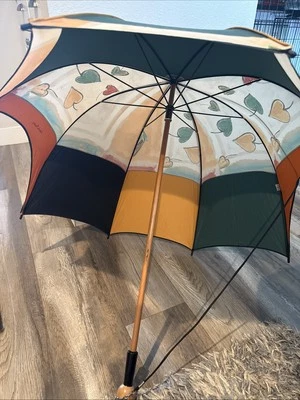 Vntg Coup De Foudre Wood Handle Push Button Umbrella France - Image 1 of 4