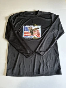 Camiseta negra Land of The Free Home of the Brave LS talla UVU grande - Imagen 1 de 6