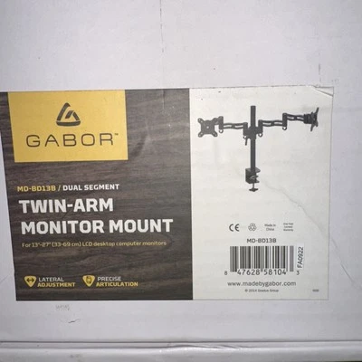 Gabor MD-BD13B Dual-Monitor Desktop Mount with Articulating Arms (Black) - Image 1 of 4