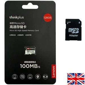 Micro SD 128GB Lenovo Card + Adaptor 100Mb/s Thinkplus Original Memory Card - Picture 1 of 3