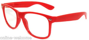 GAFAS DE SOL CLÁSICAS DE LOS AÑOS 80 VINTAGE RETRO CLEAR LENS SHADES RED FRAME GLASSES RED - Imagen 1 de 4