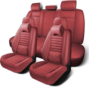 Luxury Leather Car Seat Covers, full seat Waterproof, , Diamond Stitch red - Picture 1 of 4