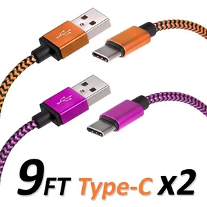 Type C 9 FT USB Charger Data Cable For Android Device Type-C High Quality 2 Sets - Picture 1 of 2