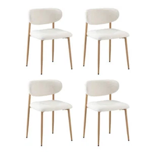 Oikiture 60cm Round Dining Table with 2x Dining Chairs Boucle White - Picture 1 of 7