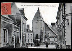 SAINT-VINCENT-de-LOROUER (72) ATTELAGE au COMMERCE "Agence BORDEAU" ,EGLISE 1930