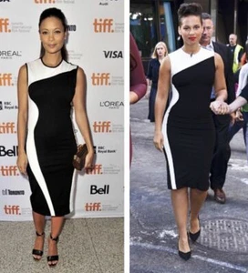 NUEVO Vestido Stella McCartney Negro/Blanco Ola Color Bloque (Talla 38) - Imagen 1 de 11