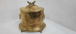 Caja con bisagras cabeza de león bellotas contenedor de pomo de té catchall de colección - Imagen 1 de 9