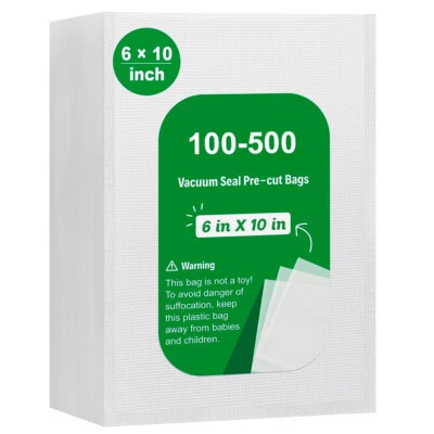 Bolsas selladoras al vacío de 100-500 PINTAS 6X10 bolsa de almacenamiento de sello de ahorro de alimentos aptas para microondas Foto 1 de 4