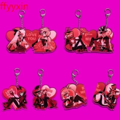 Hazbin Hotel Acrylic Pendant Key Chain 8pcs Key Ring Backpack Decoration Anime - Image 1 of 4