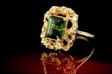 VINTAGE VICTORIAN STYLE EMERALD CUT FOREST GREEN TOURMALINE 14K GOLD RING BR