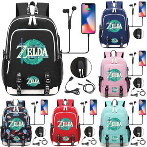 Zelda Kingdom Tears USB Backpack Laptop Bags Teens Student School Bags Mochila