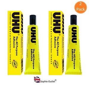 2 Pack 35ml Original UHU Glue All Purpose Super Glue Tube Strong Clear Adhesive