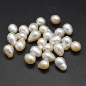 Freshwater Irregular Teardrop Baroque Pearl Beads - White - 9mm - 11mm 2 options - Picture 1 of 10