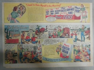 Post's Cereal Ad: Trailer Twins "Out West" ! from 1950's Size: 11 x 15 inches - Picture 1 of 6