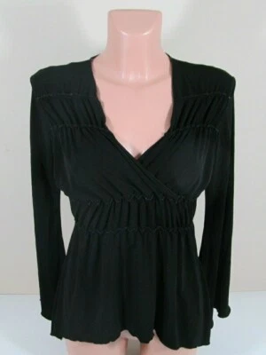 CUTE GIRL Women's M Black Pullover Top Asymmetrical Hem Line Long Flared Sleeves - Image 1 of 4