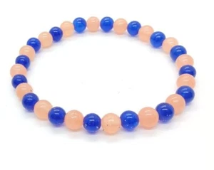 Blue / Orange Crystal Gemstone 6mm Bead Bracelet Quartzite - Picture 1 of 2