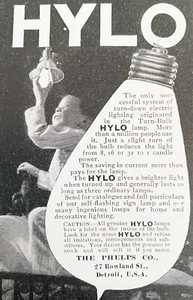 Phelps Co HYLO Lamp Child Turns Edison Style Electric Light Bulb 1903 Print Ad - Picture 1 of 2