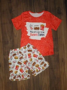 NEW Boutique Chicken Fast Food Girls Shorts Outfit Set - Picture 1 of 3