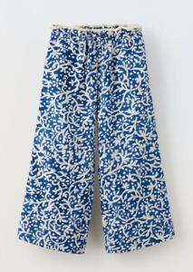 NWT Zara Girls Floral Culottes Baggy Wide Pants Boho Nautical Crew Pointelle 6