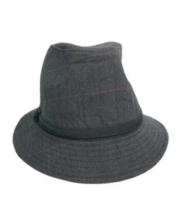 ​Nine West Cappello Fedora Donna Plaid Punto Rosso Grigio Nero Tesa Larga - Foto 1 di 7