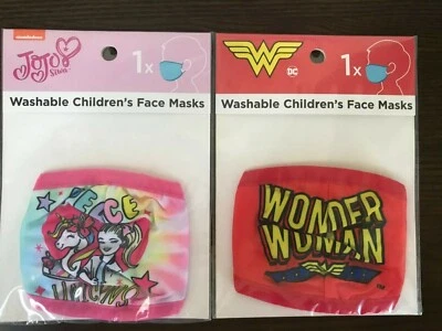 JoJo Siwa / Wonder Woman washable kid Face Masks (2) Girls New Never Been Open - Image 1 of 4