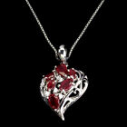 Heated Oval Ruby Simulated Cz Gemstone 925 Sterling Silver Jewelry Necklace 18