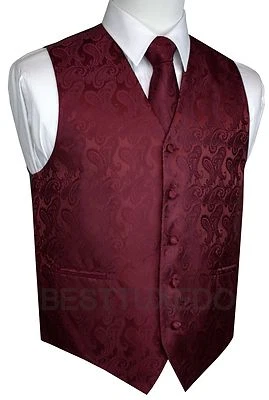 Men's Paisley Tuxedo Vest, Tie and Hankie. Formal Dress Wedding Prom Homecoming - Image 1 of 4