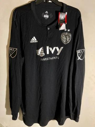 Adidas Authentic MLS Kansas City Sporting Team Long Sleeve Jersey Black sz XL Cover