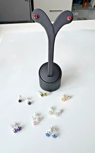 Lotto 8 orecchini coppia design stella argento 925 colorato mai indossati! - Foto 1 di 12